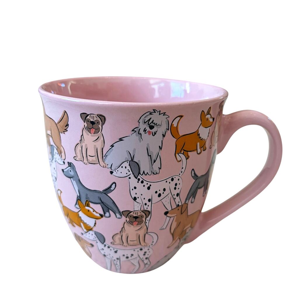 Fig & Fern Pink Dogs Mug 22oz Ceramic Posh Pups Coffee Cup NEW